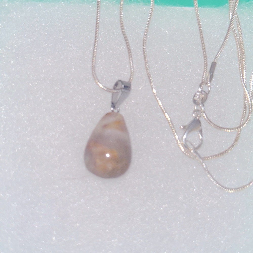 Boho hippie Agate Sterling Silver 24” Necklace